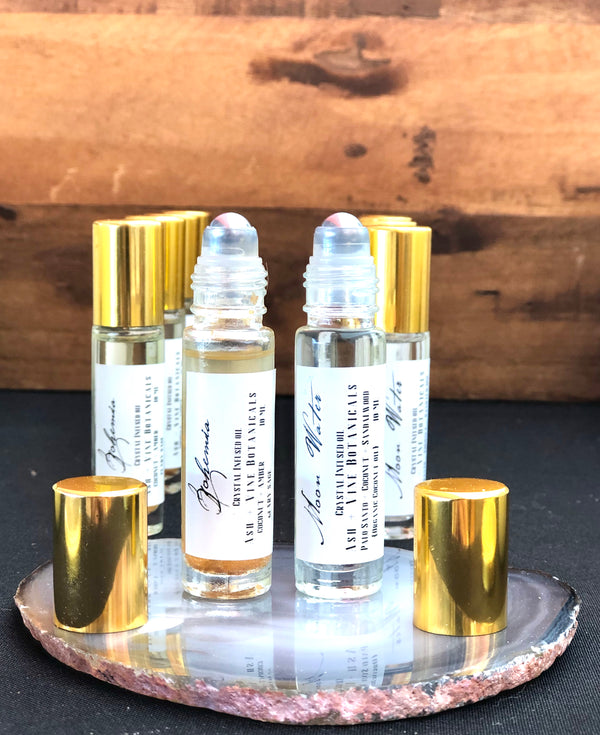 Crystal-Infused Essential Oil Perfume Rollerballs